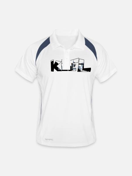 Kiel Skyline - Männer Polo atmungsaktiv - Weiß/Navy - Vorne