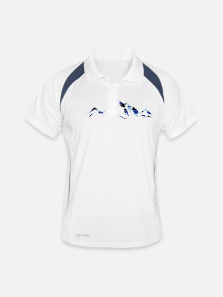 berge_02 - Männer Polo atmungsaktiv - Weiß/Navy - Vorne
