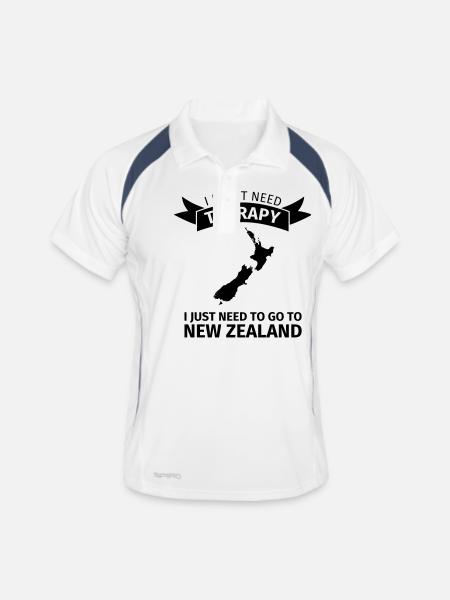 Neuseeland - Männer Polo atmungsaktiv - Weiß/Navy