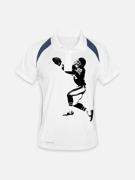 touchdown - Männer Polo atmungsaktiv - Weiß/Navy - Vorne