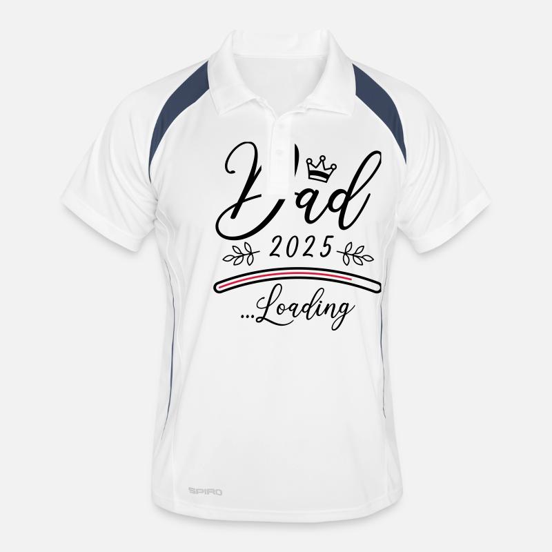 Dad 2025 Loading Papa Spruch - Männer Polo atmungsaktiv - Weiß/Navy