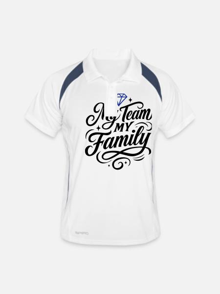 Mon équipe, ma famille - Polo respirant Homme - blanc/marine - Devant