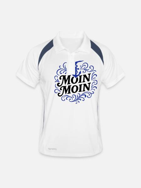 Moin Moin Anker - Männer Polo atmungsaktiv - Weiß/Navy - Vorne