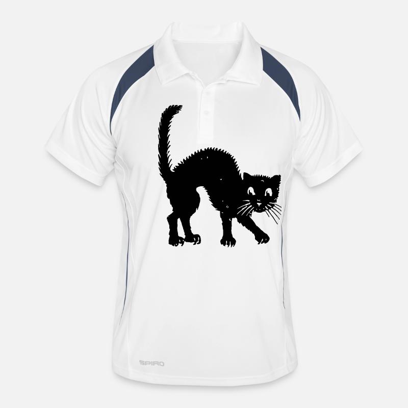 Buckelkatze - Männer Polo atmungsaktiv - Weiß/Navy