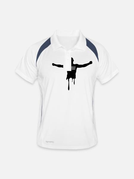 livewilddiefree - Männer Polo atmungsaktiv - Weiß/Navy - Vorne