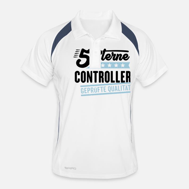 5Sterne Controller - Männer Polo atmungsaktiv - Weiß/Navy