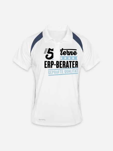 5Sterne ERP-Berater - Männer Polo atmungsaktiv - Weiß/Navy - Vorne