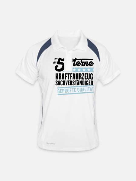 5Sterne Kfz-Sachverständiger - Männer Polo atmungsaktiv - Weiß/Navy - Vorne