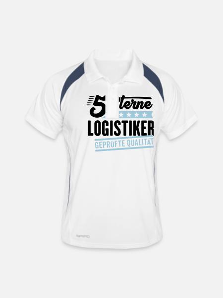 5Sterne Logistiker - Männer Polo atmungsaktiv - Weiß/Navy - Vorne