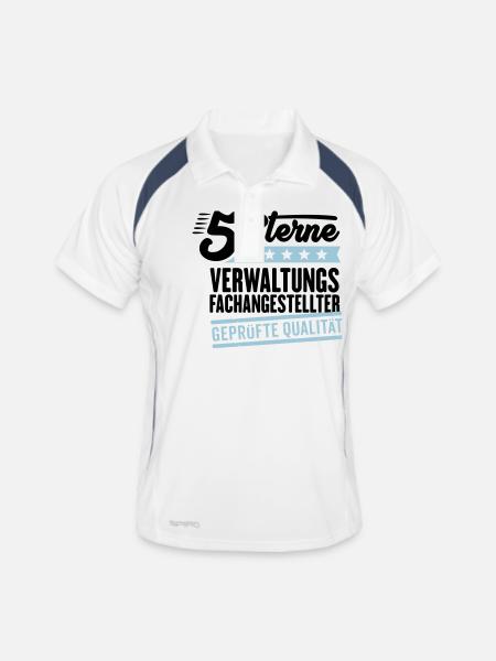 5Sterne Verwaltungsfachangestellter - Männer Polo atmungsaktiv - Weiß/Navy - Vorne