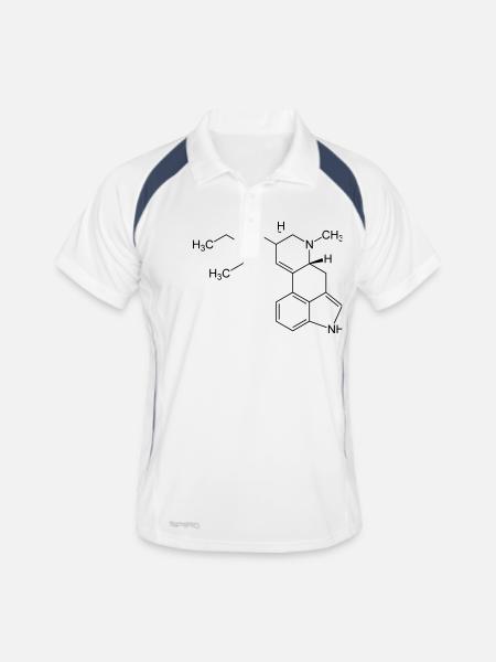 LSD Strukturformel - Männer Polo atmungsaktiv - Weiß/Navy - Vorne
