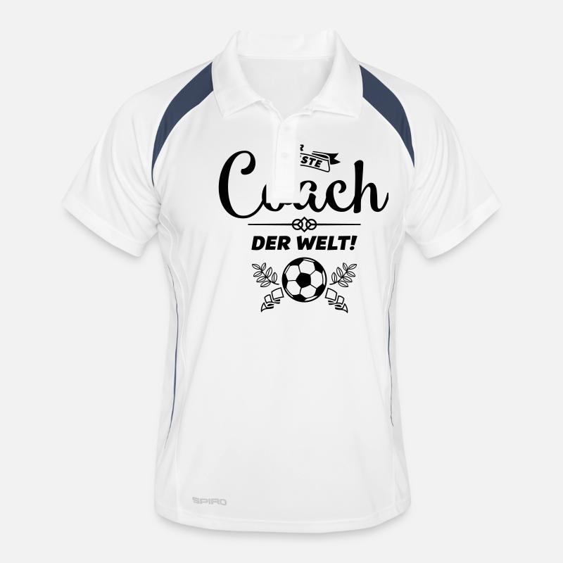 der beste coach - Männer Polo atmungsaktiv - Weiß/Navy