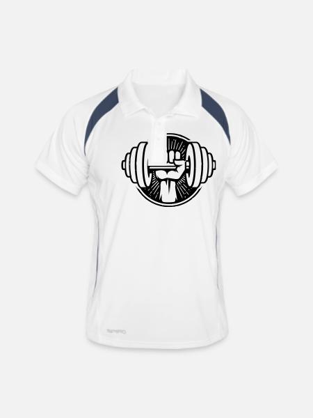 dumb bells - Men's Polo breathable - white/navy - Front
