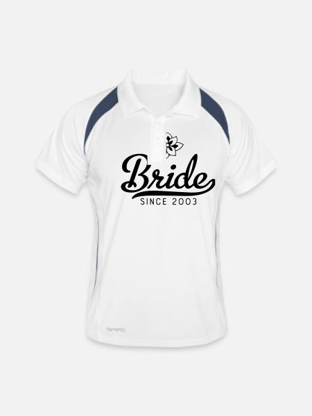 Bride since 2003 - Men's Polo breathable - white/navy - Front