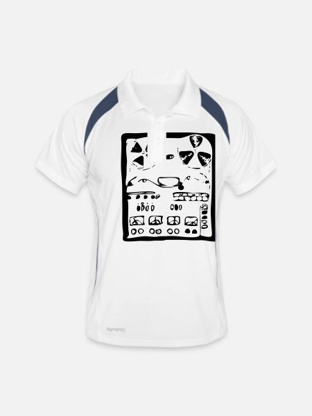 Tonband - Männer Polo atmungsaktiv - Weiß/Navy - Vorne