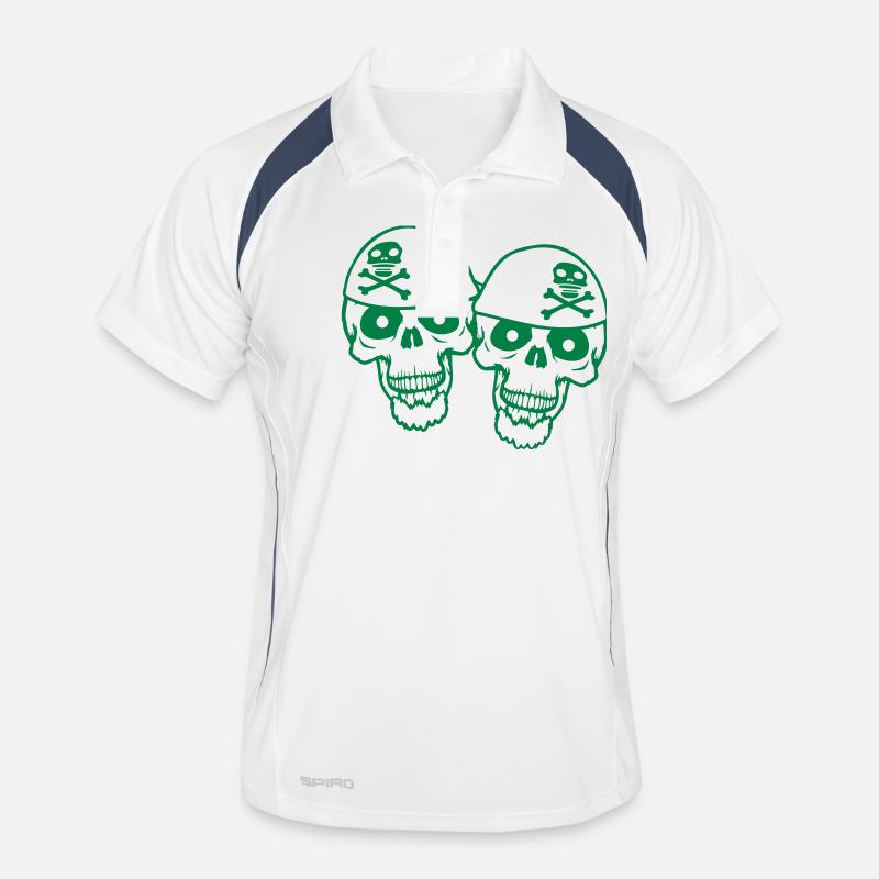 2 Crâne de pirate Squelette Crâne Équipe d’Halloween Polo respirant Homme