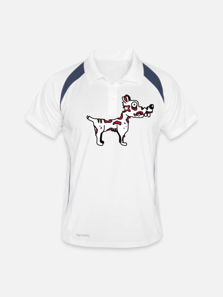 Hund Zombie Untot Halloween Horror Leiche Grusel - Männer Polo atmungsaktiv - Weiß/Navy - Vorne