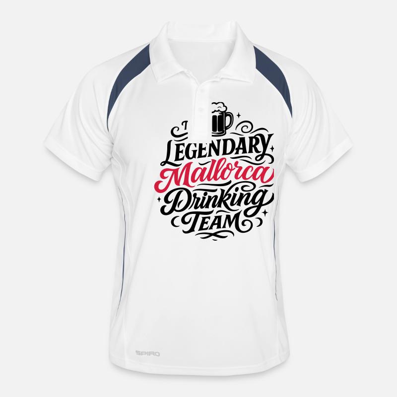 Mallorca Drinking Team Urlaub - Männer Polo atmungsaktiv - Weiß/Navy
