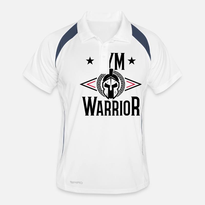 Gym Warrior Training Spartan - Männer Polo atmungsaktiv - Weiß/Navy