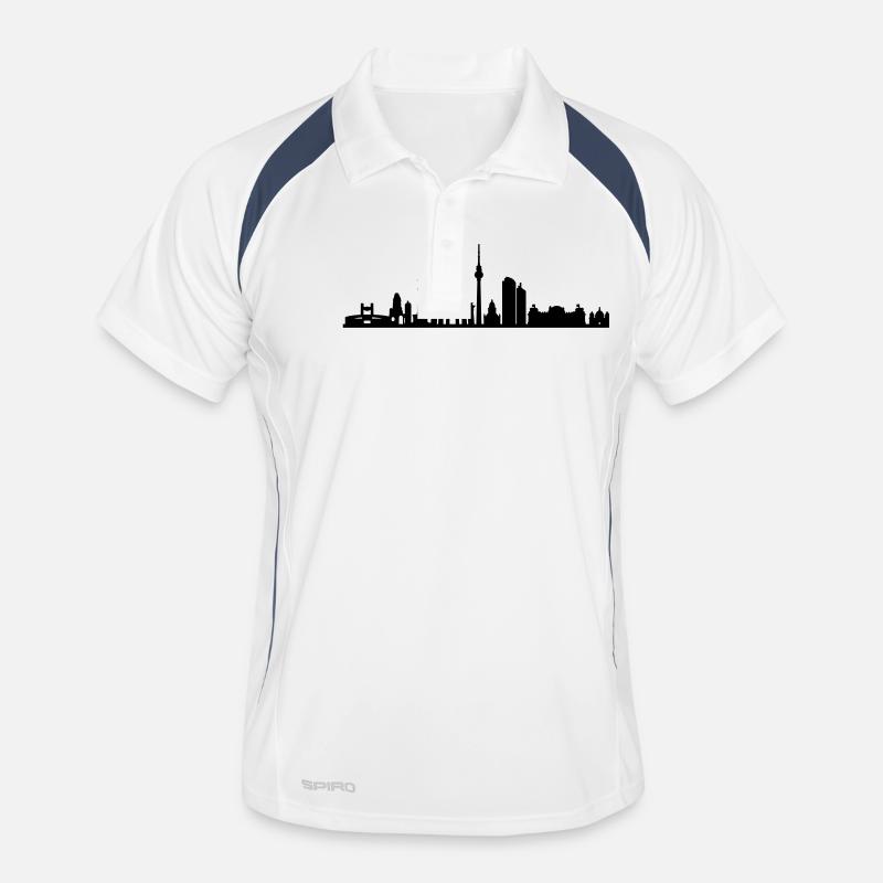 Skyline - Berlin - Männer Polo atmungsaktiv - Weiß/Navy