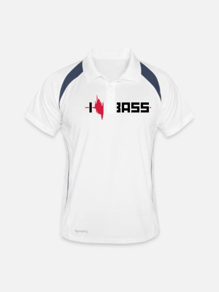 WAVE: I LOVE BASS - Männer Polo atmungsaktiv - Weiß/Navy - Vorne