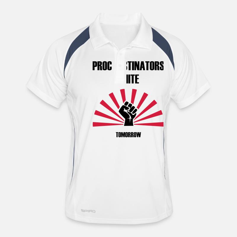Procrastinators unite... tomorrow - Männer Polo atmungsaktiv - Weiß/Navy