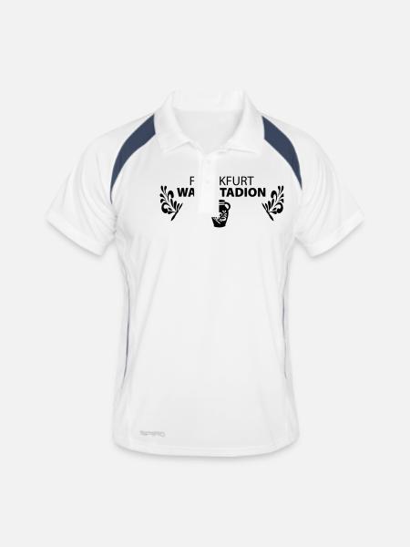 FRANKFURT WALDSTADION – Fussball Apfelwein Gerippt - Männer Polo atmungsaktiv - Weiß/Navy - Vorne