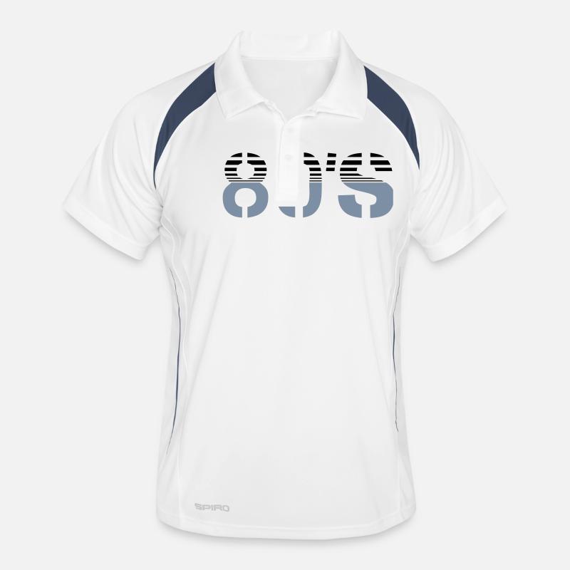 80s Logo - Männer Polo atmungsaktiv - Weiß/Navy