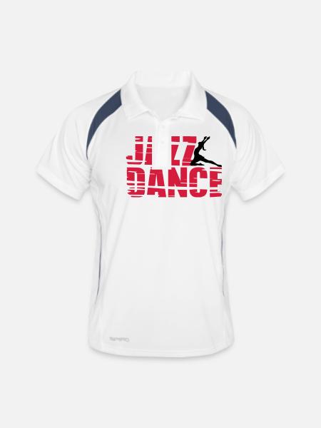 Jazz Dance - Männer Polo atmungsaktiv - Weiß/Navy - Vorne