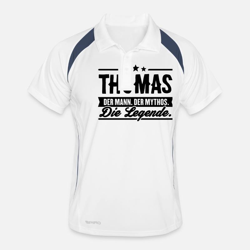 Mann Mythos Legende Thomas - Männer Polo atmungsaktiv - Weiß/Navy