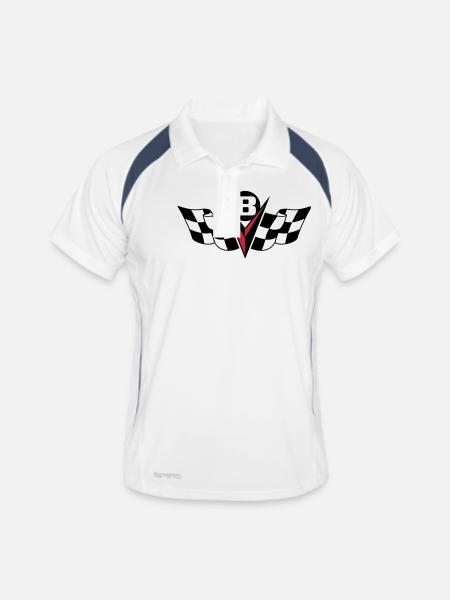 V8 Power 2c - Männer Polo atmungsaktiv - Weiß/Navy - Vorne
