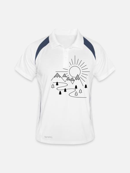 Berge - Männer Polo atmungsaktiv - Weiß/Navy - Vorne