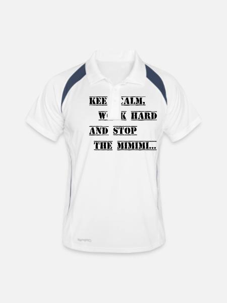 Work hard stop the Mimimi - Männer Polo atmungsaktiv - Weiß/Navy - Vorne