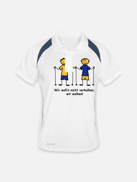 Walking - Männer Polo atmungsaktiv - Weiß/Navy - Vorne