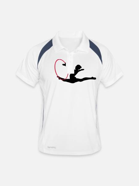 Rhythmische Sportgymnastik - Männer Polo atmungsaktiv - Weiß/Navy - Vorne
