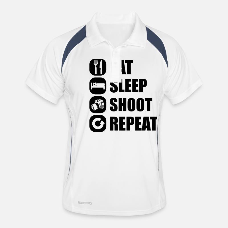 eat_sleep_shoot_repeat_5_1f - Men's Polo breathable - white/navy
