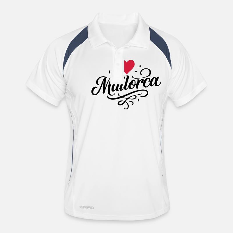 Mallorca Herz - Männer Polo atmungsaktiv - Weiß/Navy