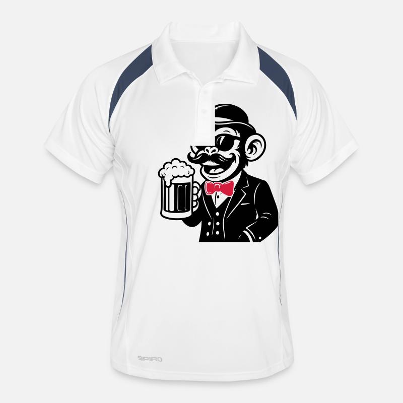 Affe Bier Sir - Männer Polo atmungsaktiv - Weiß/Navy