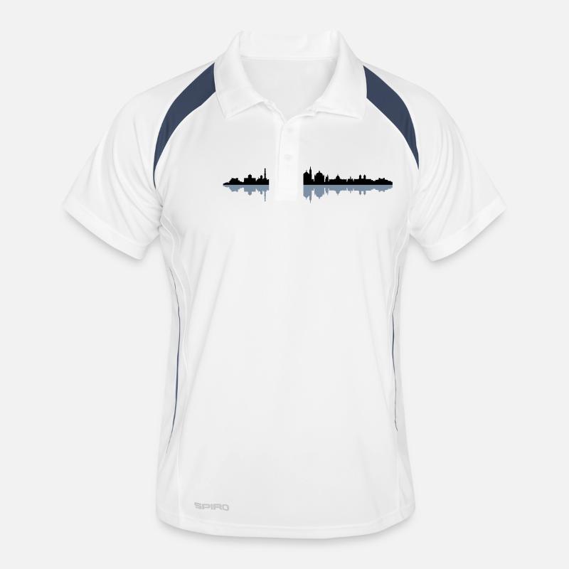 Skyline - Potsdam - Männer Polo atmungsaktiv - Weiß/Navy