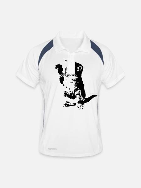 Katze - Männer Polo atmungsaktiv - Weiß/Navy