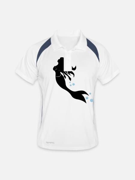 sirène - Polo respirant Homme - blanc/marine - Devant