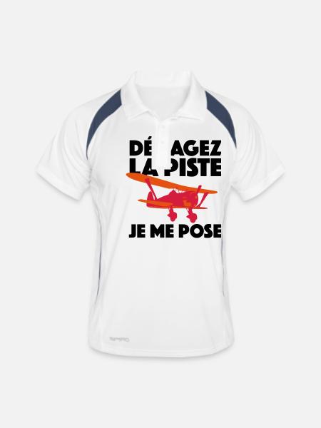 JE ME POSE - Polo respirant Homme - blanc/marine - Devant