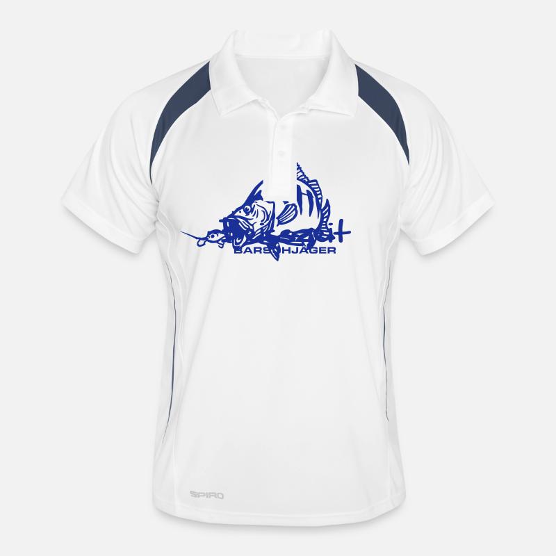 barsch_beisst - Männer Polo atmungsaktiv - Weiß/Navy