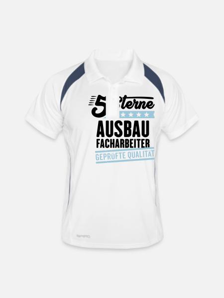 5Sterne Ausbaufacharbeiter - Männer Polo atmungsaktiv - Weiß/Navy - Vorne