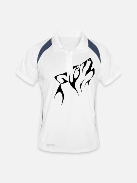 Wolf - Männer Polo atmungsaktiv - Weiß/Navy - Vorne