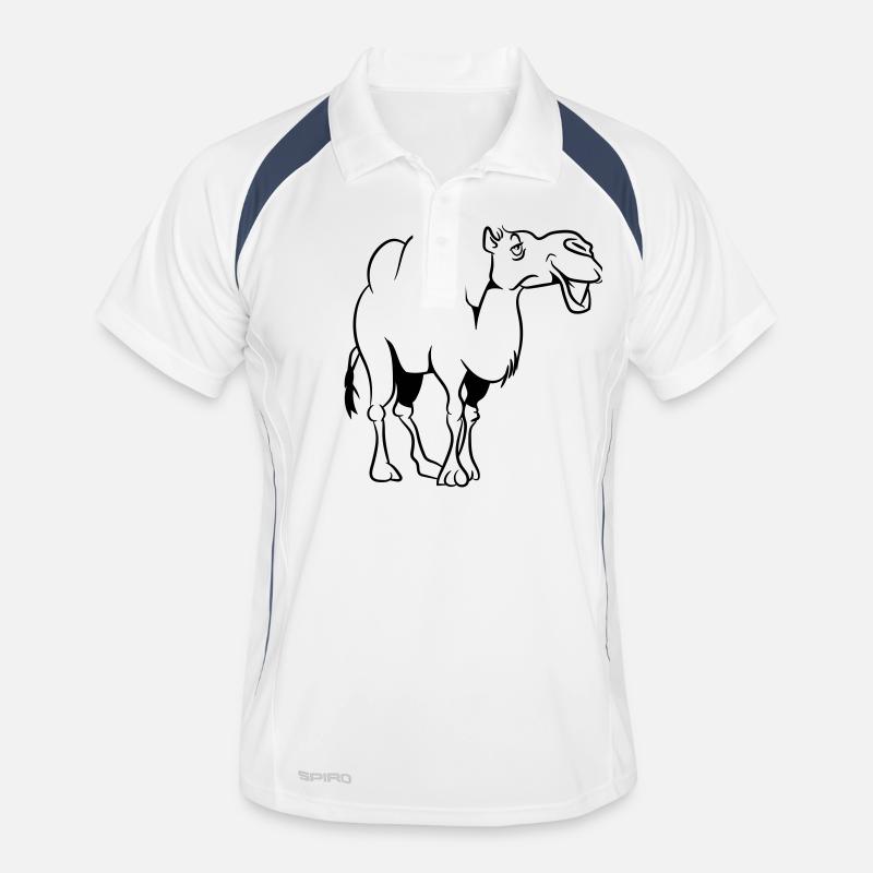 Kamel doof lieb - Männer Polo atmungsaktiv - Weiß/Navy