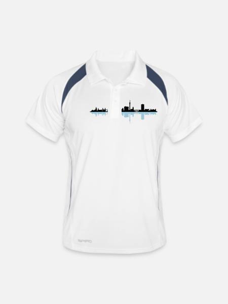 Skyline - Wuppertal - Männer Polo atmungsaktiv - Weiß/Navy - Vorne