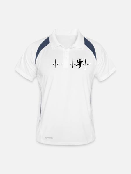 Handball Heartbeat Handballer Team Ball Sport - Men's Polo breathable - white/navy - Front