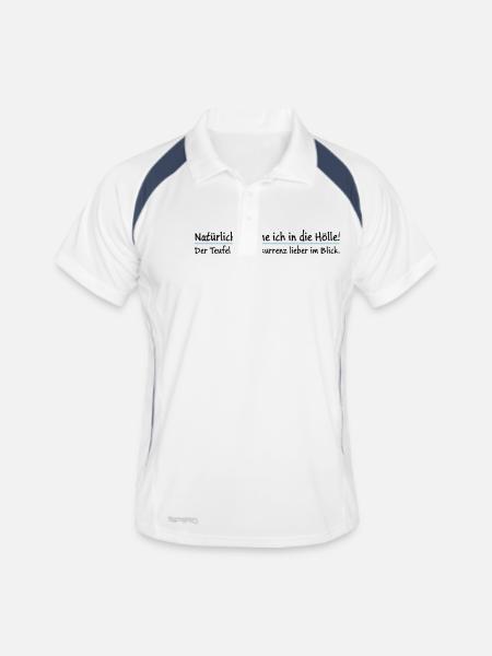 Bien sûr, je vais en enfer! Le diable a - Polo respirant Homme - blanc/marine - Devant