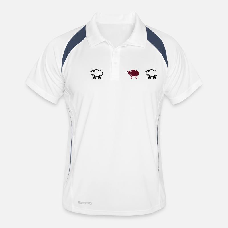 sheeps_1_f2 - Männer Polo atmungsaktiv - Weiß/Navy